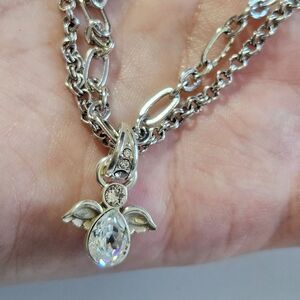Brighton Silver Plated  Heavenly Angel Charm Bracelet 7-8" Crystal